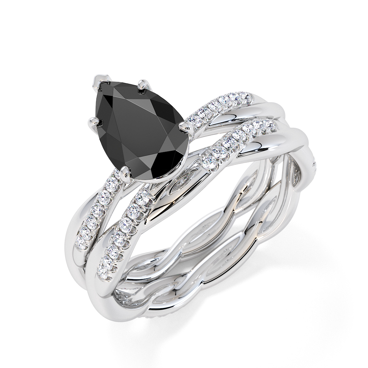 Gold platinum black diamond and diamond engagement ring rz3390