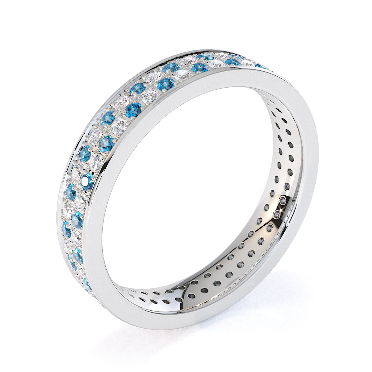 Gold / Platinum Blue Topaz and Diamond Full Eternity Ring RZ1506