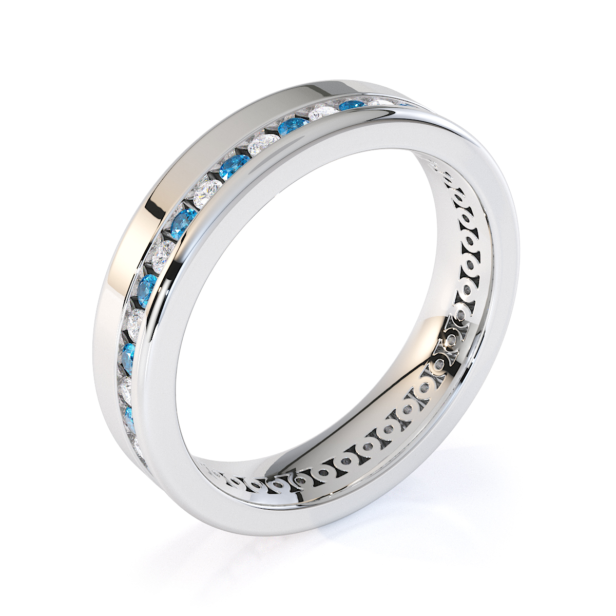 Gold / Platinum Blue Topaz and Diamond Full Eternity Ring RZ1514