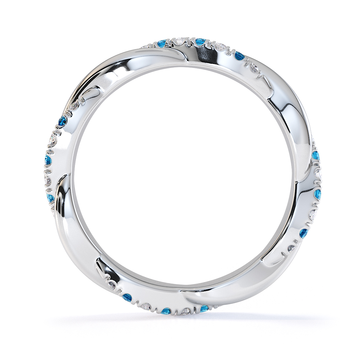 Gold / Platinum Blue Topaz and Diamond Full Eternity Ring RZ1522