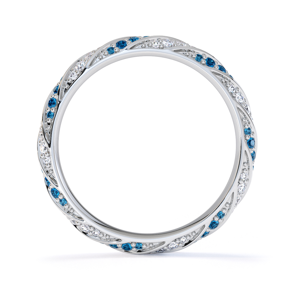 Gold / Platinum Blue Topaz and Diamond Full Eternity Ring RZ1528