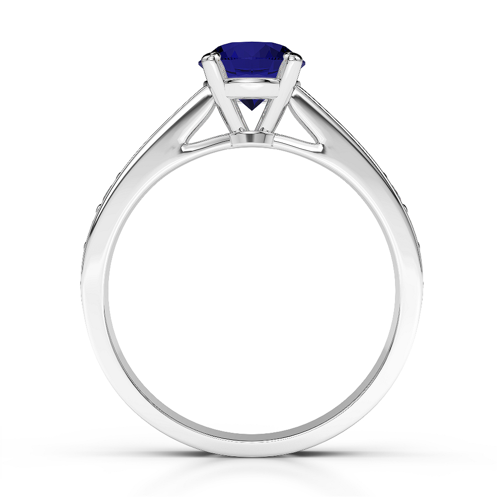 Gold / Platinum Round Cut Sapphire and Diamond Engagement Ring AGDR-1202