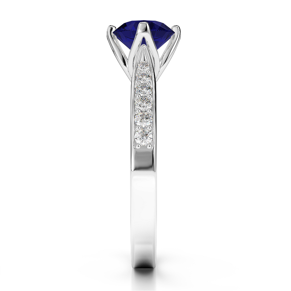Gold / Platinum Round Cut Sapphire and Diamond Engagement Ring AGDR-1204