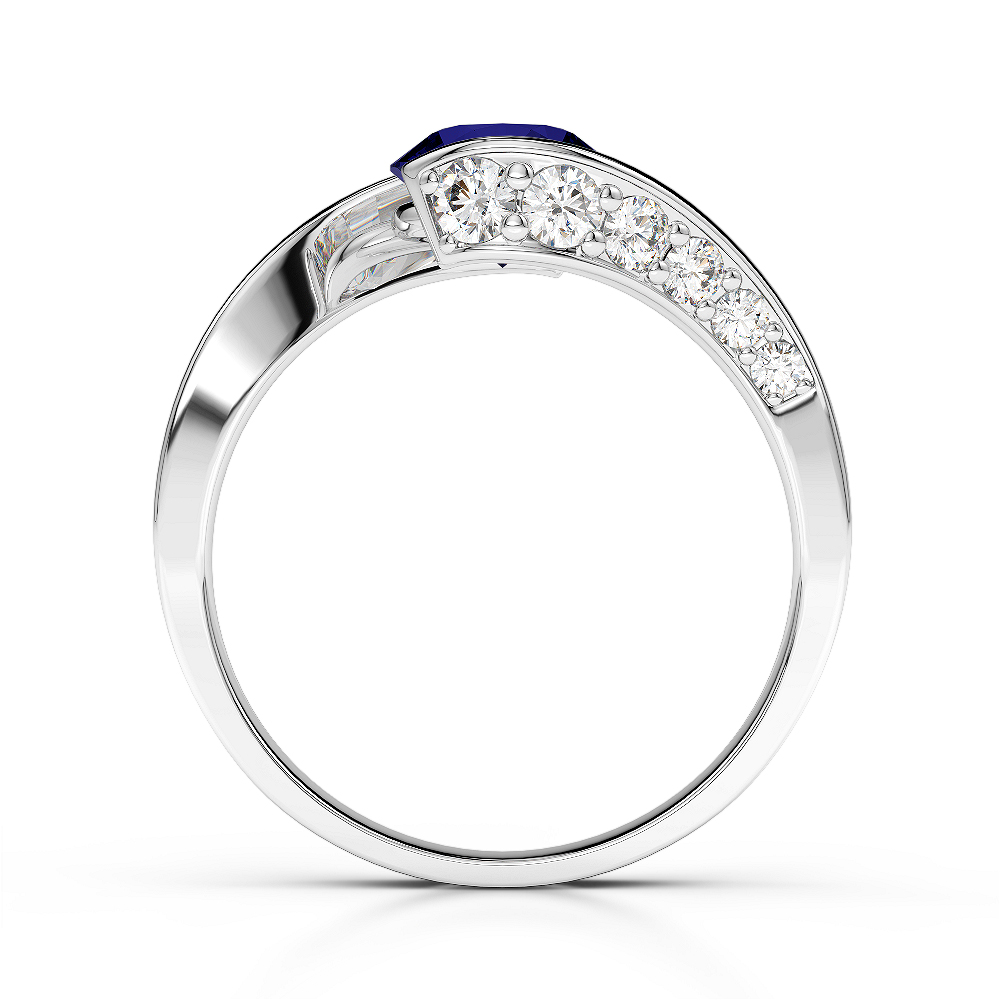 Gold / Platinum Round Cut Sapphire and Diamond Engagement Ring AGDR-1209