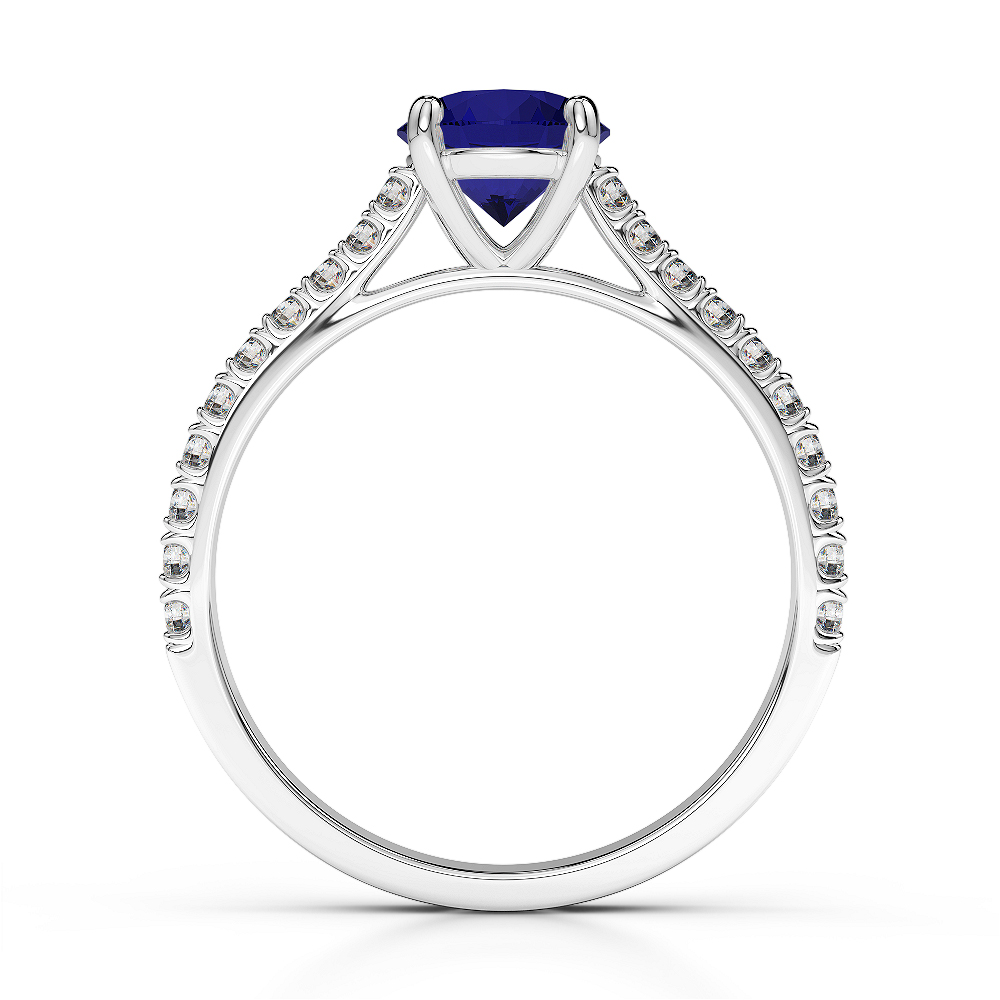Gold / Platinum Round Cut Sapphire and Diamond Engagement Ring AGDR-1213