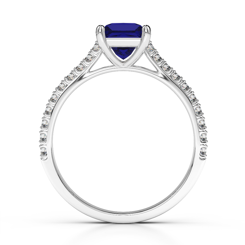Gold / Platinum Princess and Round Cut Sapphire and Diamond Engagement Ring AGDR-1217