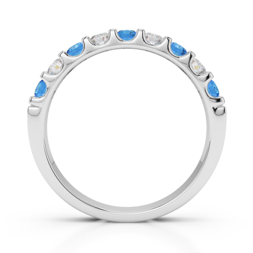 2.5 MM Gold / Platinum Round Cut Blue Topaz and Diamond Half Eternity Ring AGDR-1108