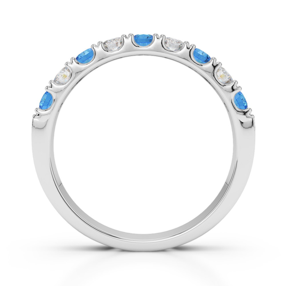 2.5 MM Gold / Platinum Round Cut Blue Topaz and Diamond Half Eternity Ring AGDR-1124