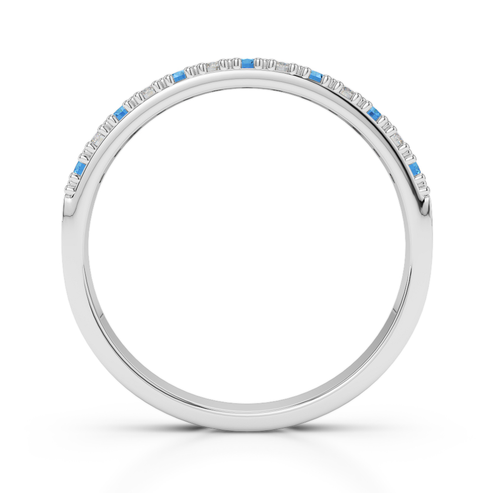 2.5 MM Gold / Platinum Round Cut Blue Topaz and Diamond Half Eternity Ring AGDR-1129