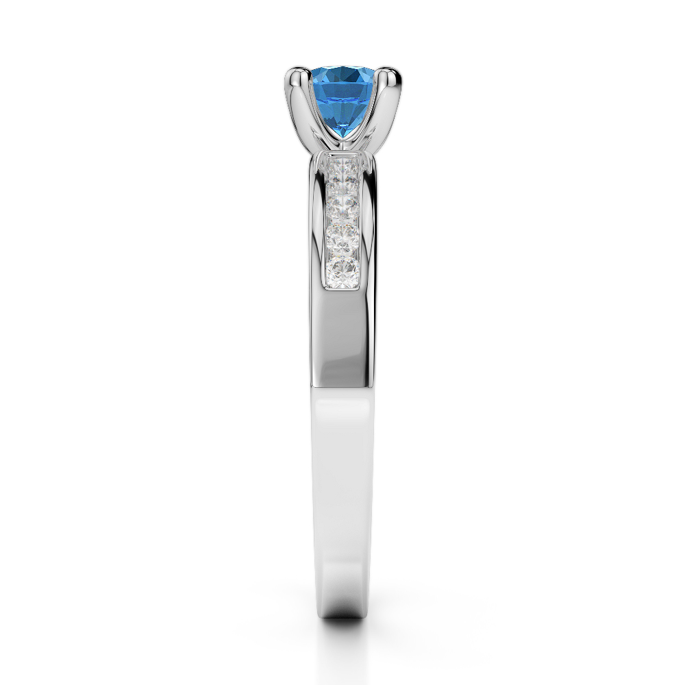 Gold / Platinum Round Cut Blue Topaz and Diamond Engagement Ring AGDR-1184