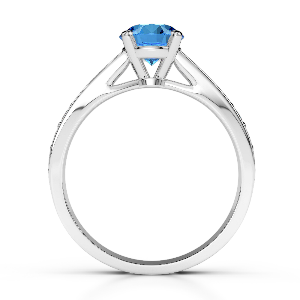 Gold / Platinum Round Cut Blue Topaz and Diamond Engagement Ring AGDR-1202