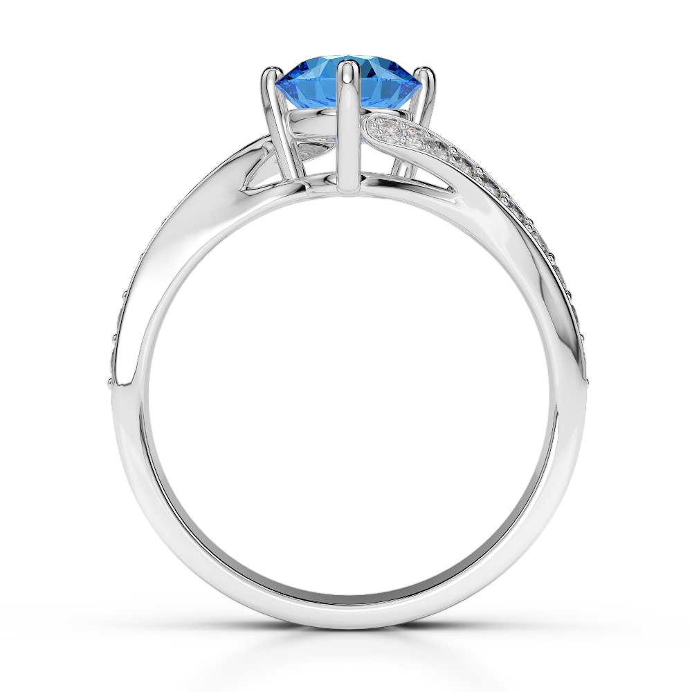 Gold / Platinum Round Cut Blue Topaz and Diamond Engagement Ring AGDR-1207