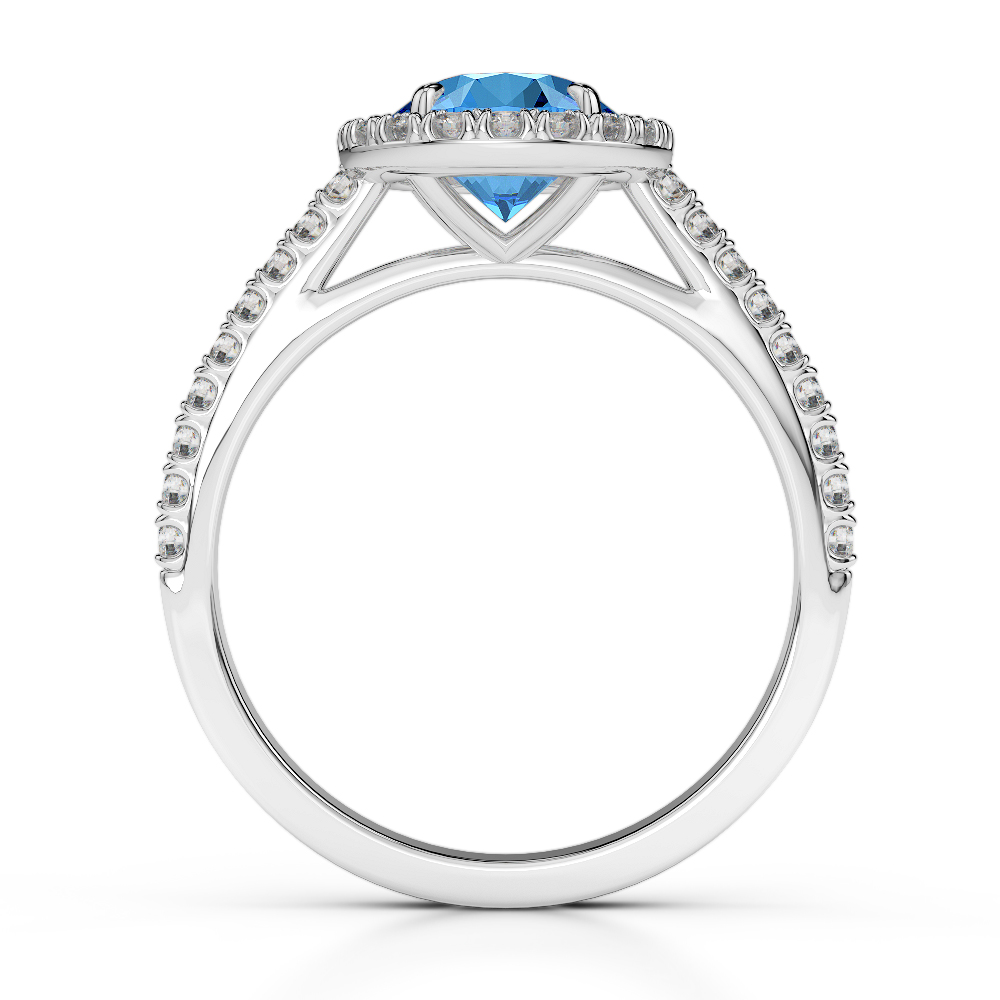 Gold / Platinum Round Cut Blue Topaz and Diamond Engagement Ring AGDR-1215