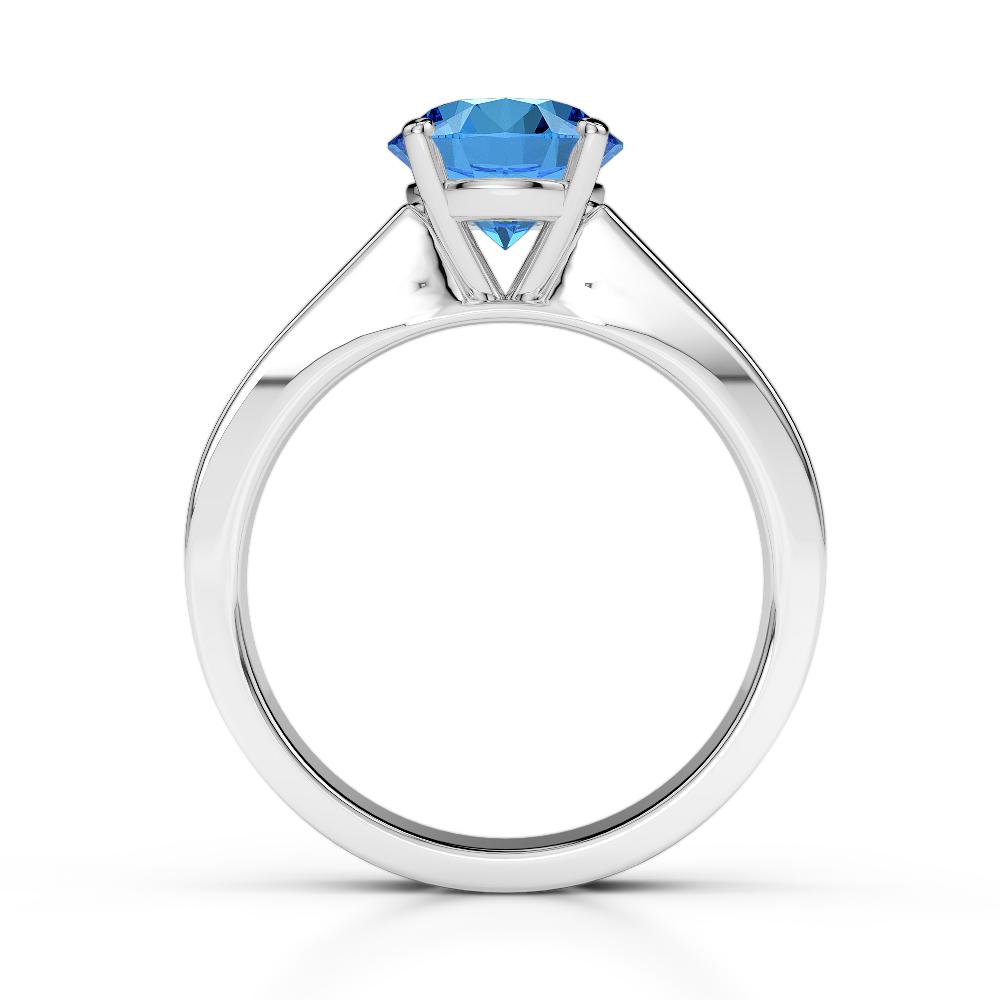 Gold / Platinum Round and Princess Cut Blue Topaz and Diamond Engagement Ring AGDR-1224