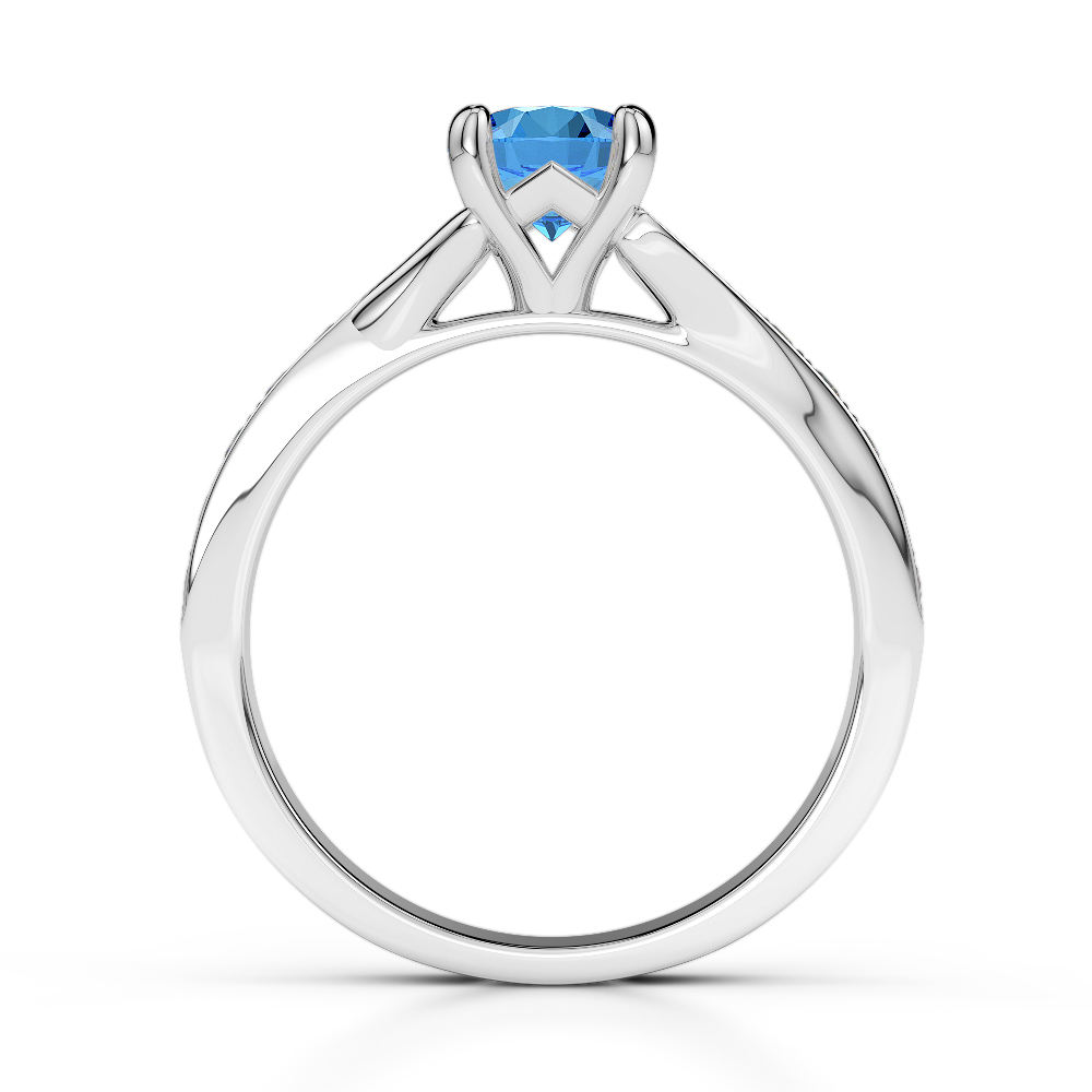 Gold / Platinum Round Cut Blue Topaz and Diamond Engagement Ring AGDR-2012