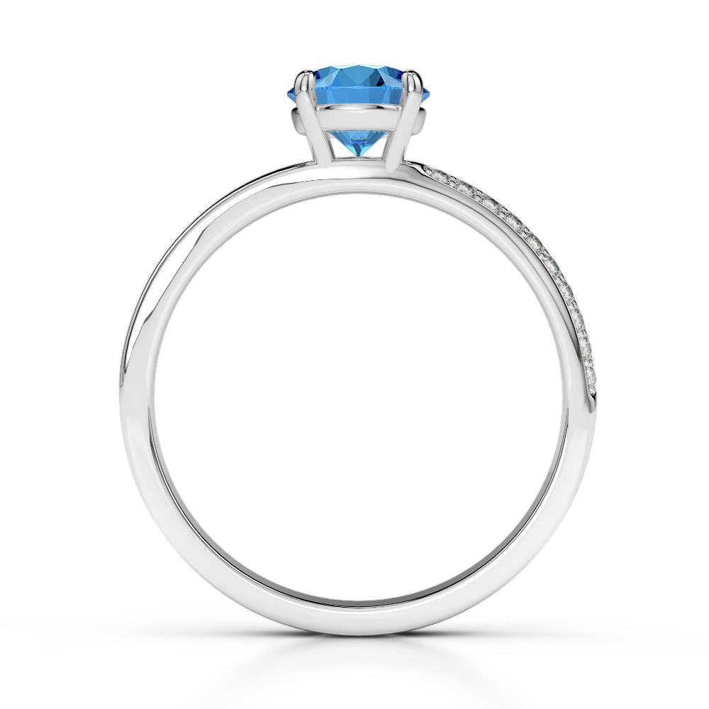 Gold / Platinum Round Cut Blue Topaz and Diamond Engagement Ring AGDR-2016