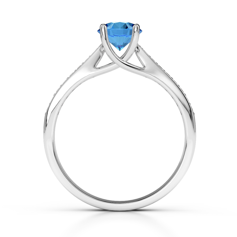Gold / Platinum Round Cut Blue Topaz and Diamond Engagement Ring AGDR-2054