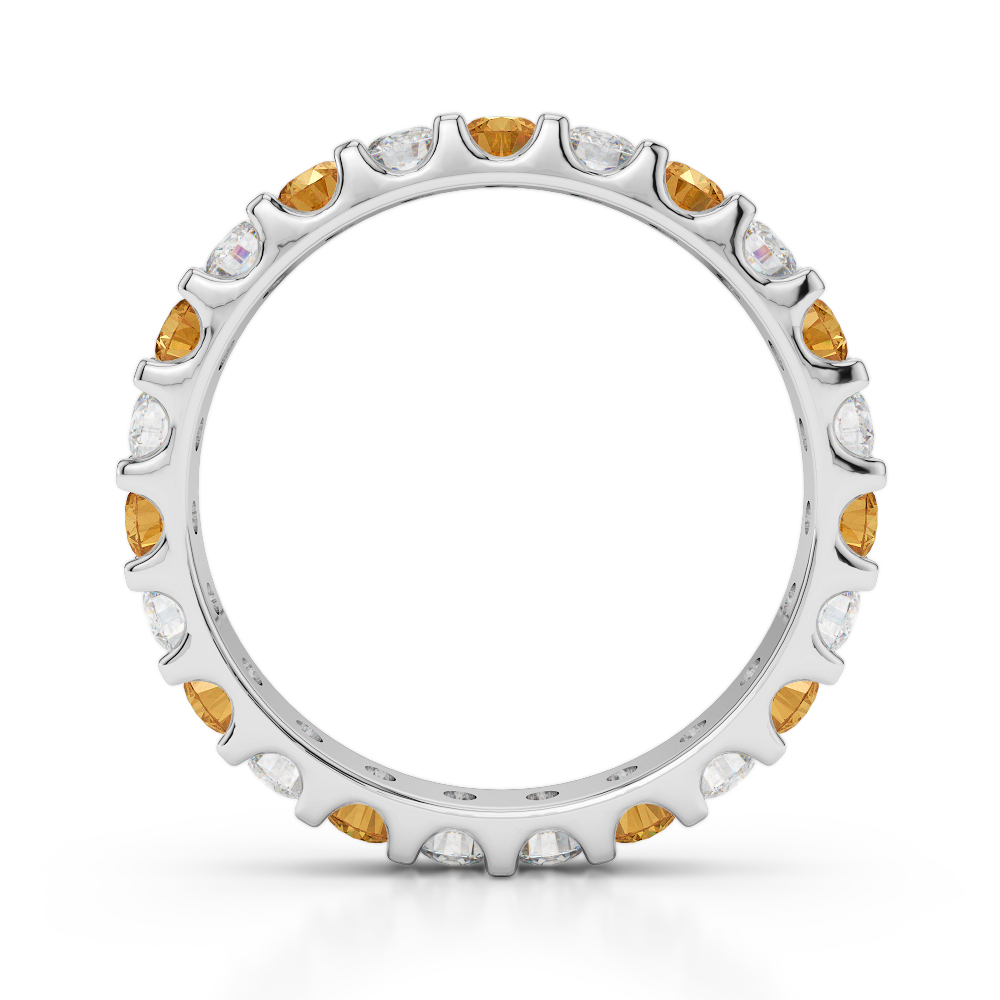2.5 MM Gold / Platinum Round Cut Citrine and Diamond Full Eternity Ring AGDR-1105