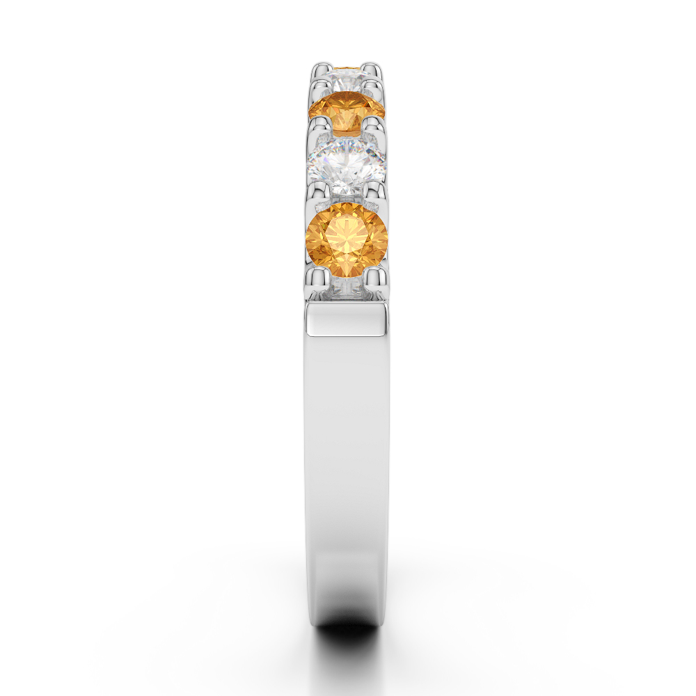 2.5 MM Gold / Platinum Round Cut Citrine and Diamond Half Eternity Ring AGDR-1108