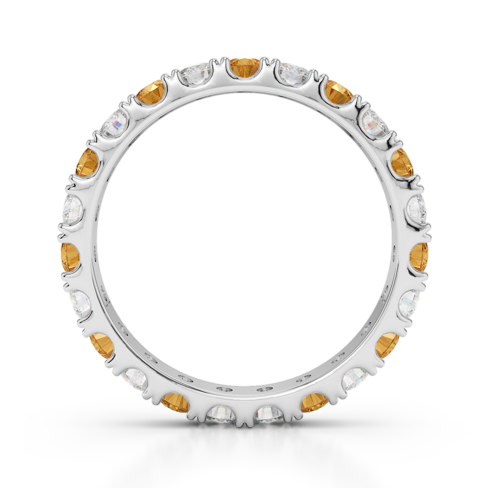 2.5 MM Gold / Platinum Round Cut Citrine and Diamond Full Eternity Ring AGDR-1121