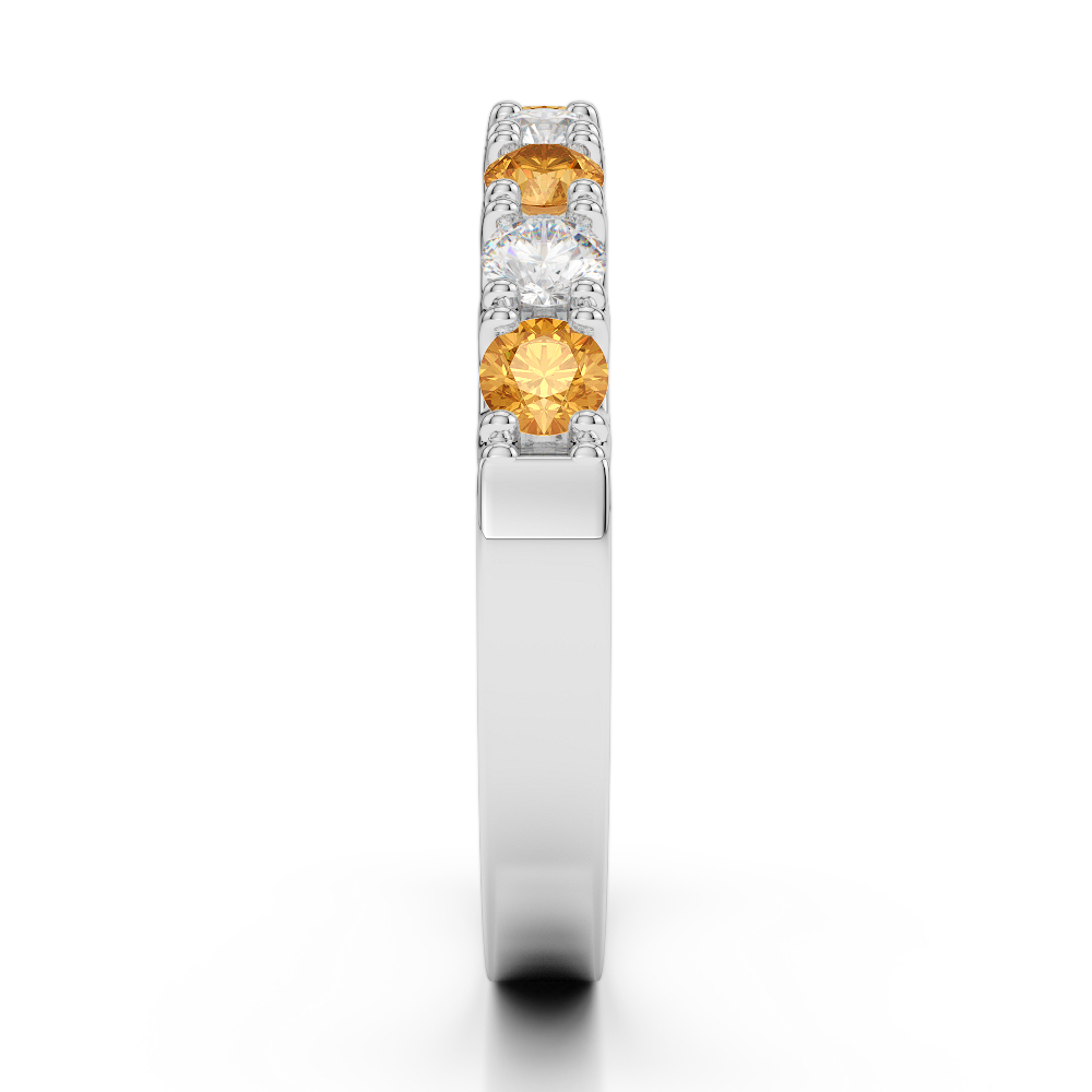 2.5 MM Gold / Platinum Round Cut Citrine and Diamond Half Eternity Ring AGDR-1124