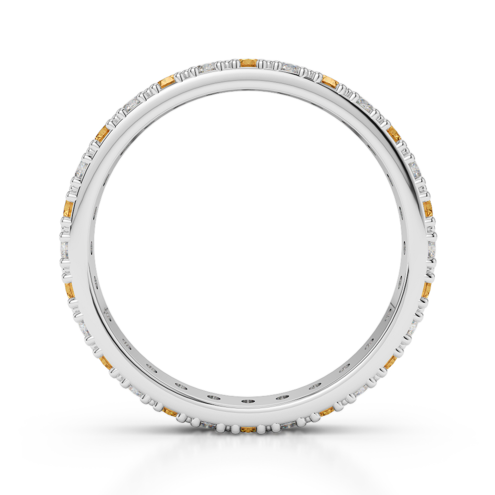 2.5 MM Gold / Platinum Round Cut Citrine and Diamond Full Eternity Ring AGDR-1127