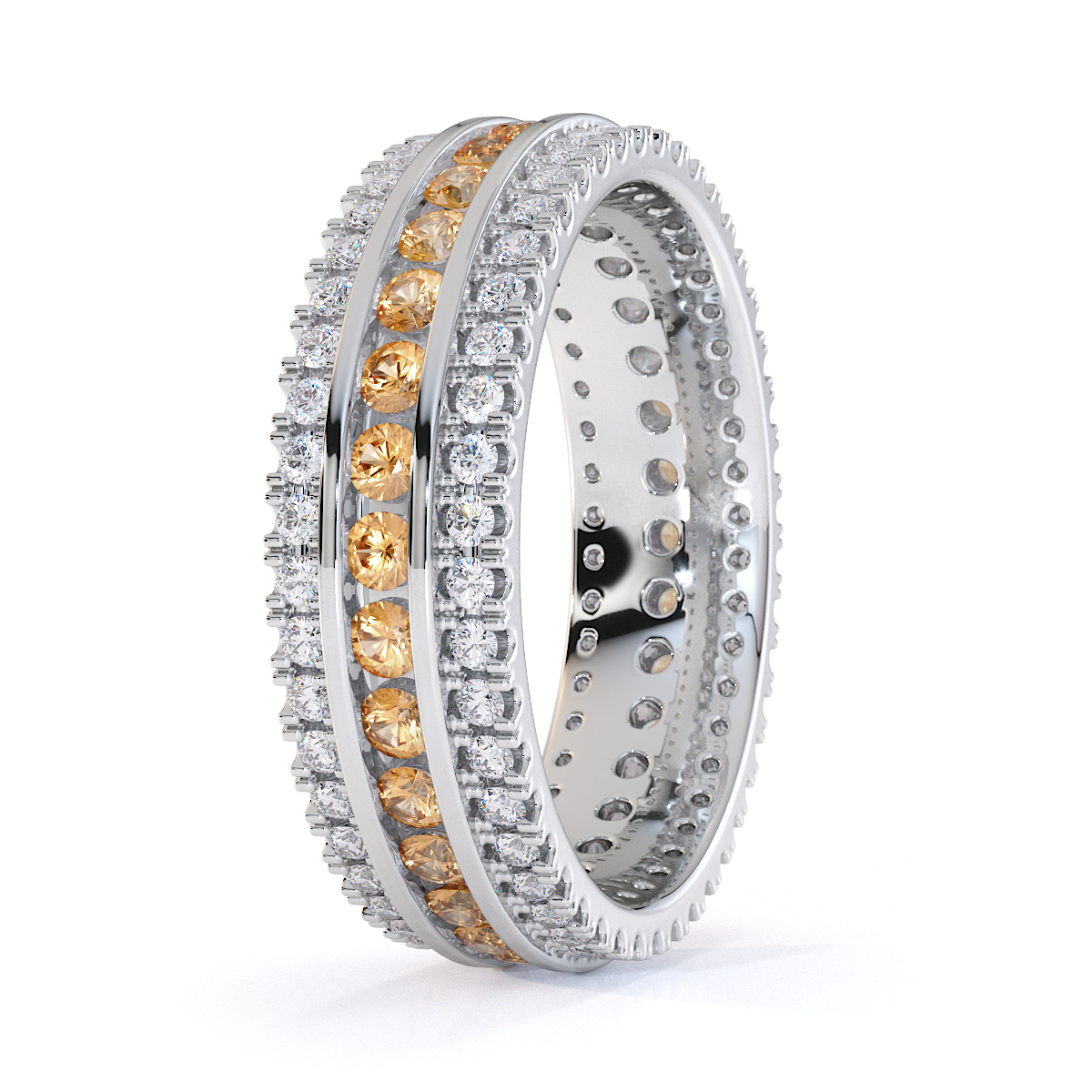 Gold / Platinum Citrine and Diamond Full Eternity Ring RZ1526