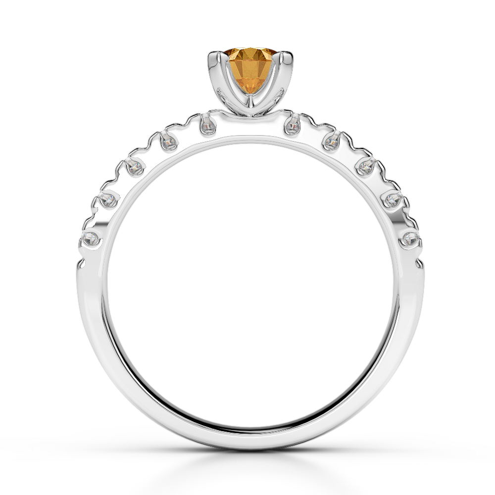 Gold / Platinum Round Cut Citrine and Diamond Engagement Ring AGDR-1171