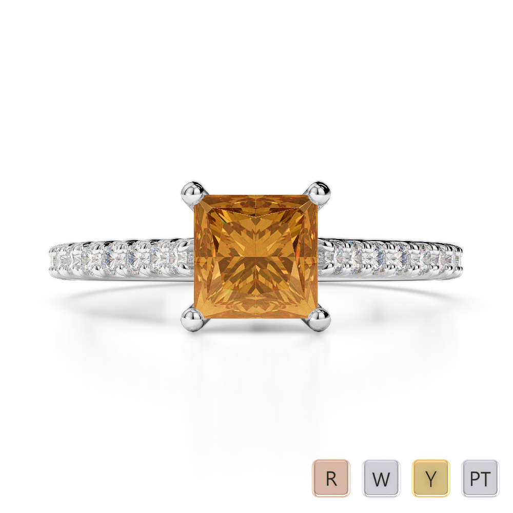 Square cut deals citrine ring