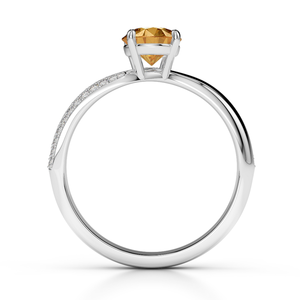 Gold / Platinum Round Cut Citrine and Diamond Engagement Ring AGDR-2018