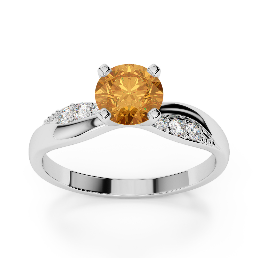 Gold / platinum round cut citrine and diamond engagement ring agdr-2024