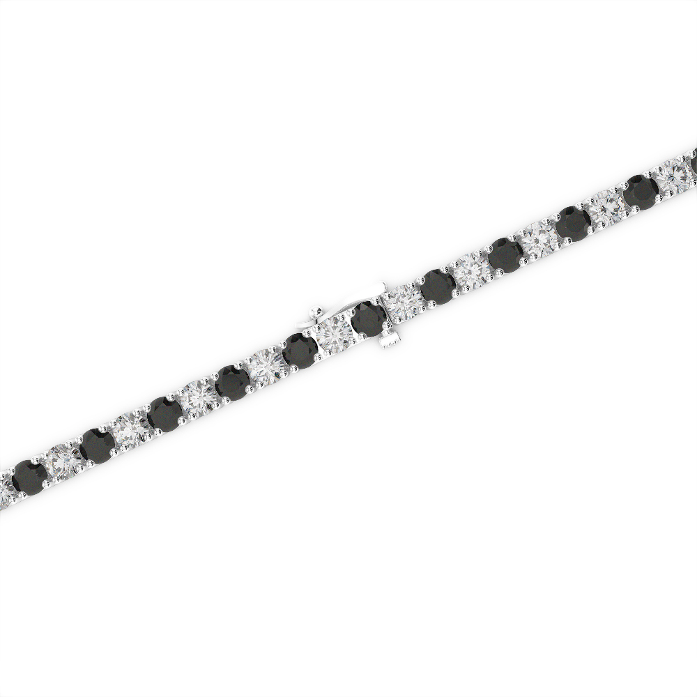 Gold / Platinum Round Cut Black Diamond with Diamond Bracelet AGBRL-1002