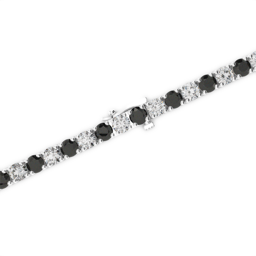 Gold / Platinum Round Cut Black Diamond with Diamond Bracelet AGBRL-1005