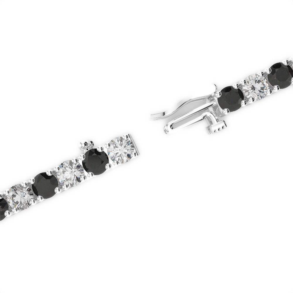 Gold / Platinum Round Cut Black Diamond with Diamond Bracelet AGBRL-1008