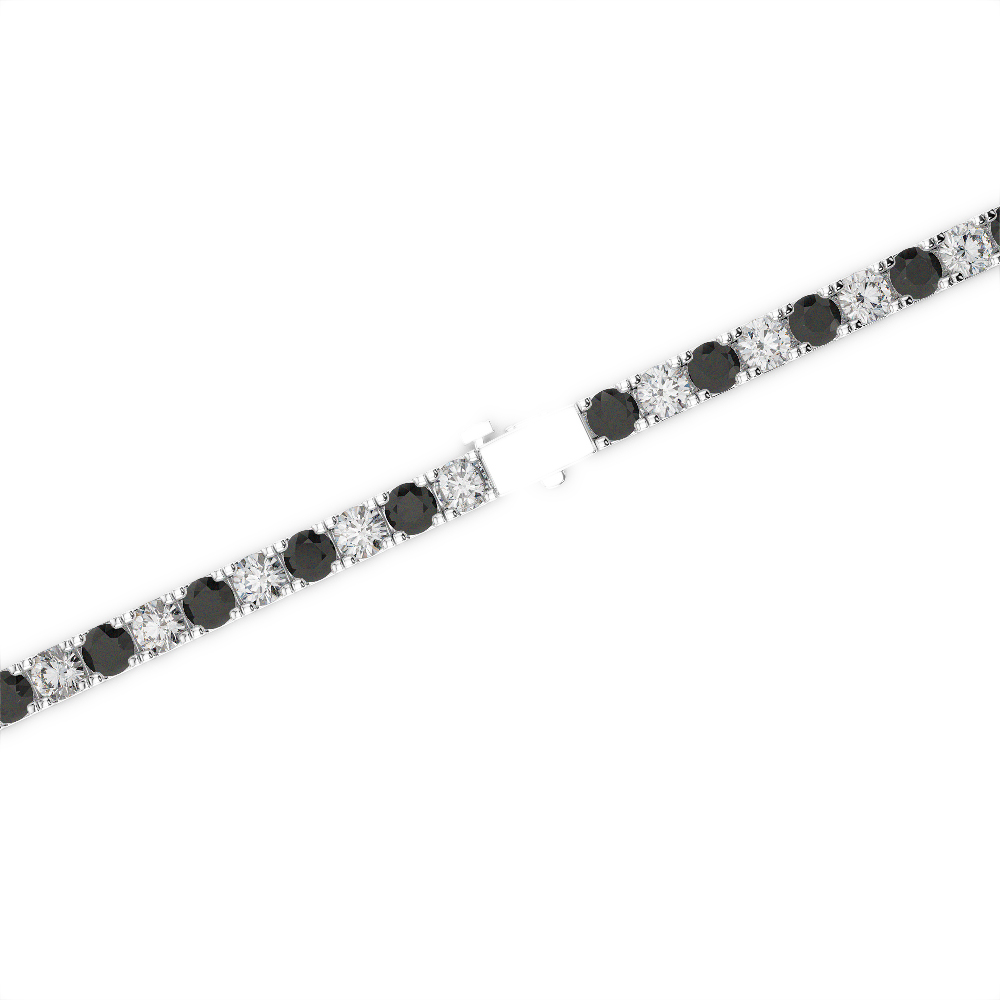 Gold / Platinum Round Cut Black Diamond with Diamond Bracelet AGBRL-1013