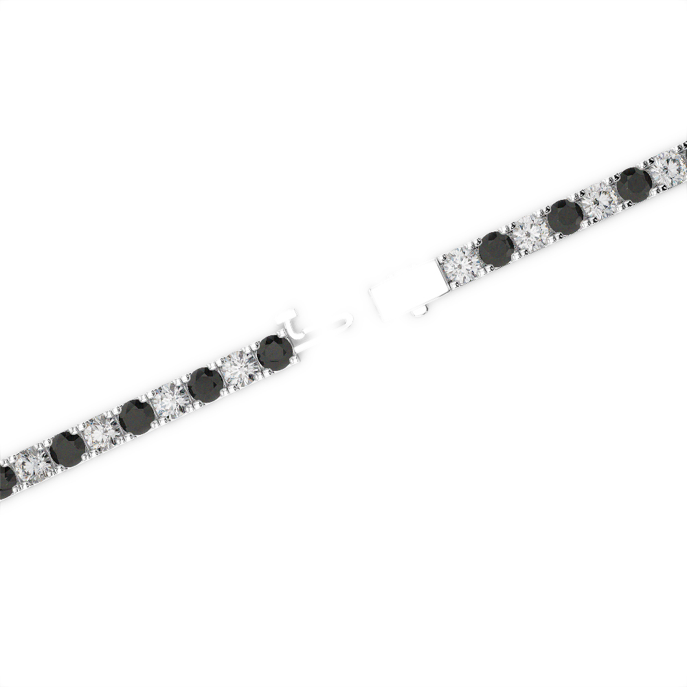 Gold / Platinum Round Cut Black Diamond with Diamond Bracelet AGBRL-1013