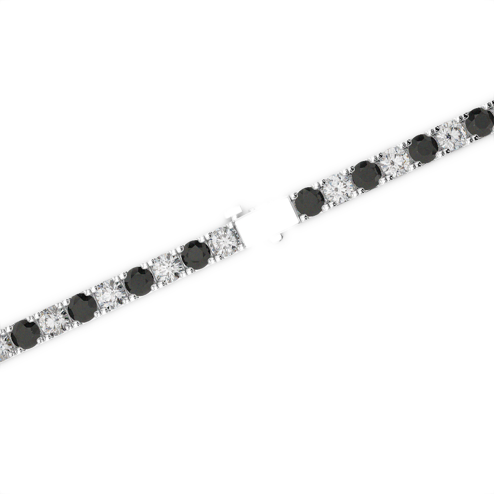 Gold / Platinum Round Cut Black Diamond with Diamond Bracelet AGBRL-1014