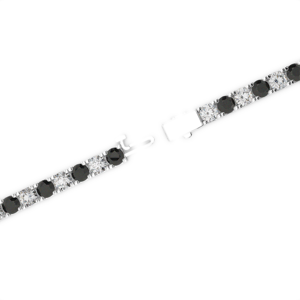 Gold / Platinum Round Cut Black Diamond with Diamond Bracelet AGBRL-1014