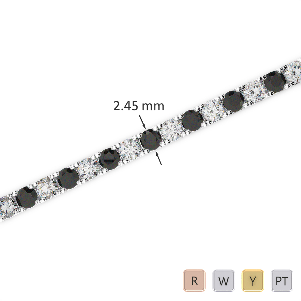 Gold / Platinum Round Cut Black Diamond with Diamond Bracelet AGBRL-1016