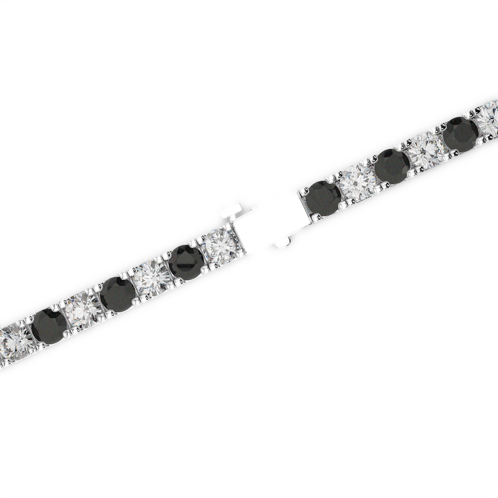 Gold / Platinum Round Cut Black Diamond with Diamond Bracelet AGBRL-1016