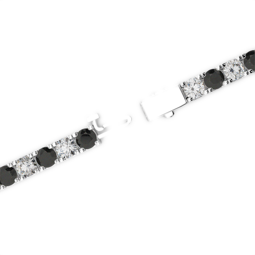 Gold / Platinum Round Cut Black Diamond with Diamond Bracelet AGBRL-1018
