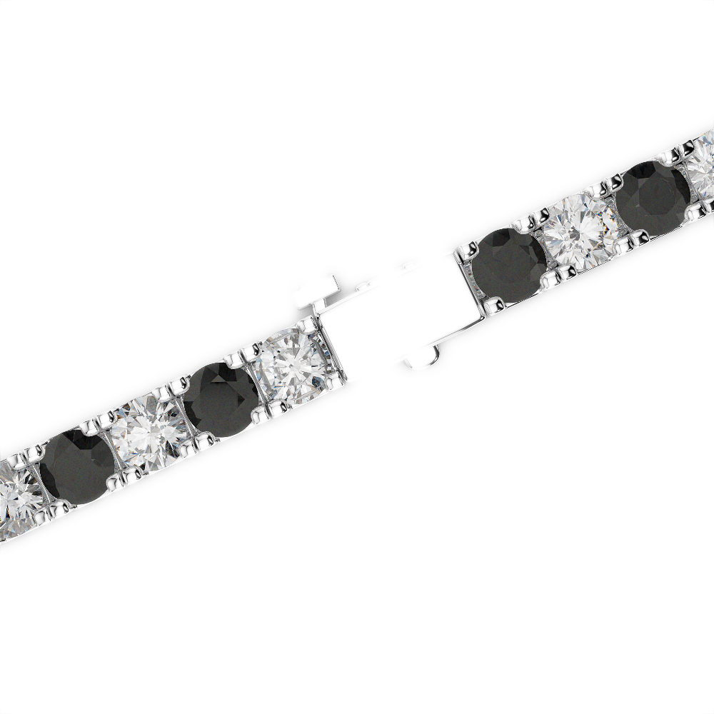 Gold / Platinum Round Cut Black Diamond with Diamond Bracelet AGBRL-1020