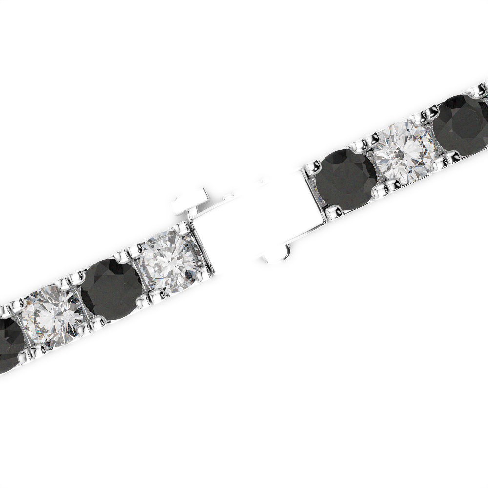 Gold / Platinum Round Cut Black Diamond with Diamond Bracelet AGBRL-1022