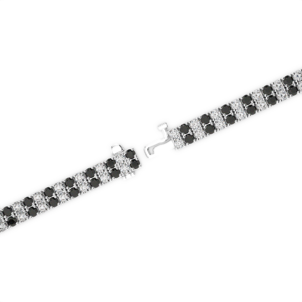 Gold / Platinum Round Cut Black Diamond with Diamond Bracelet AGBRL-1030