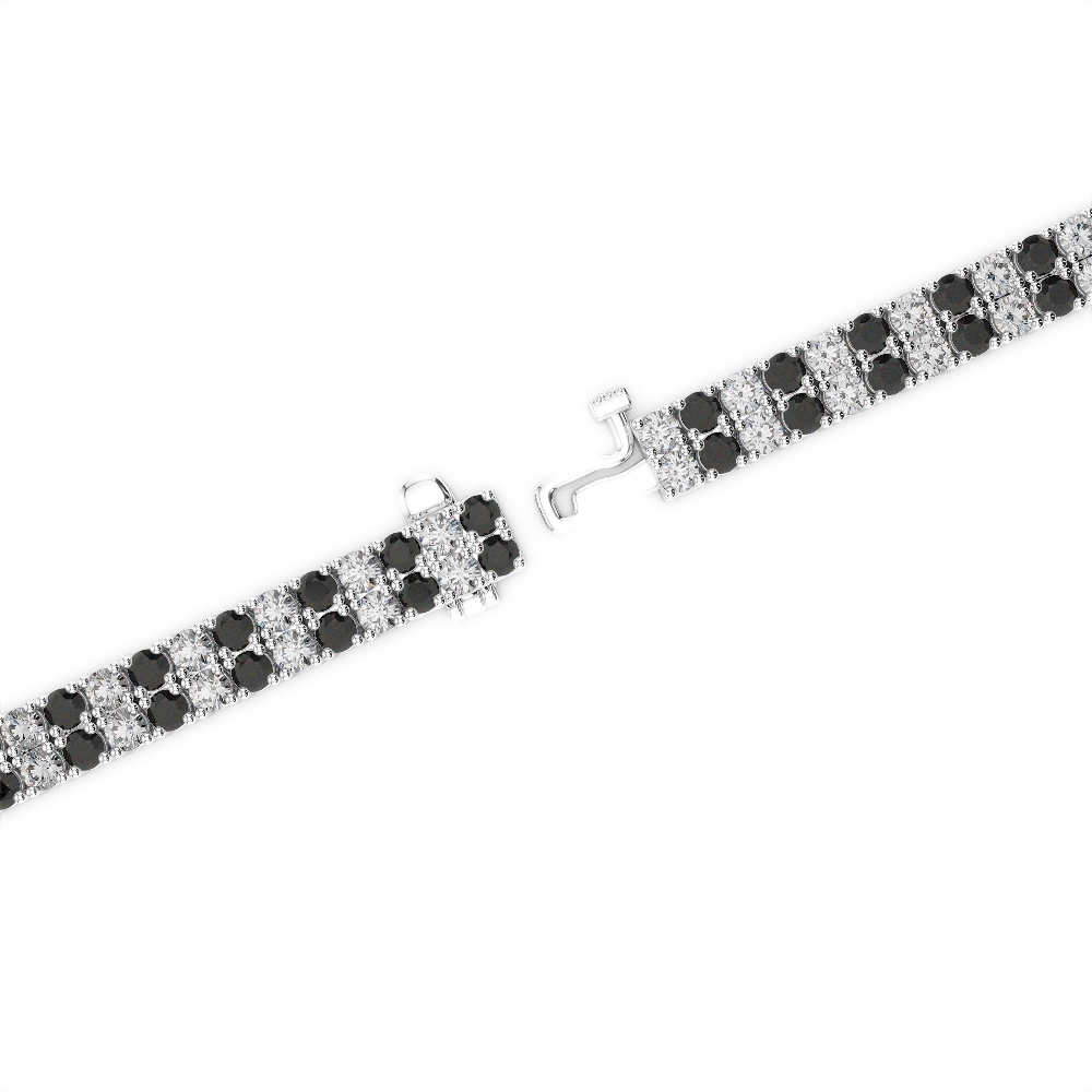 Gold / Platinum Round Cut Black Diamond with Diamond Bracelet AGBRL-1031
