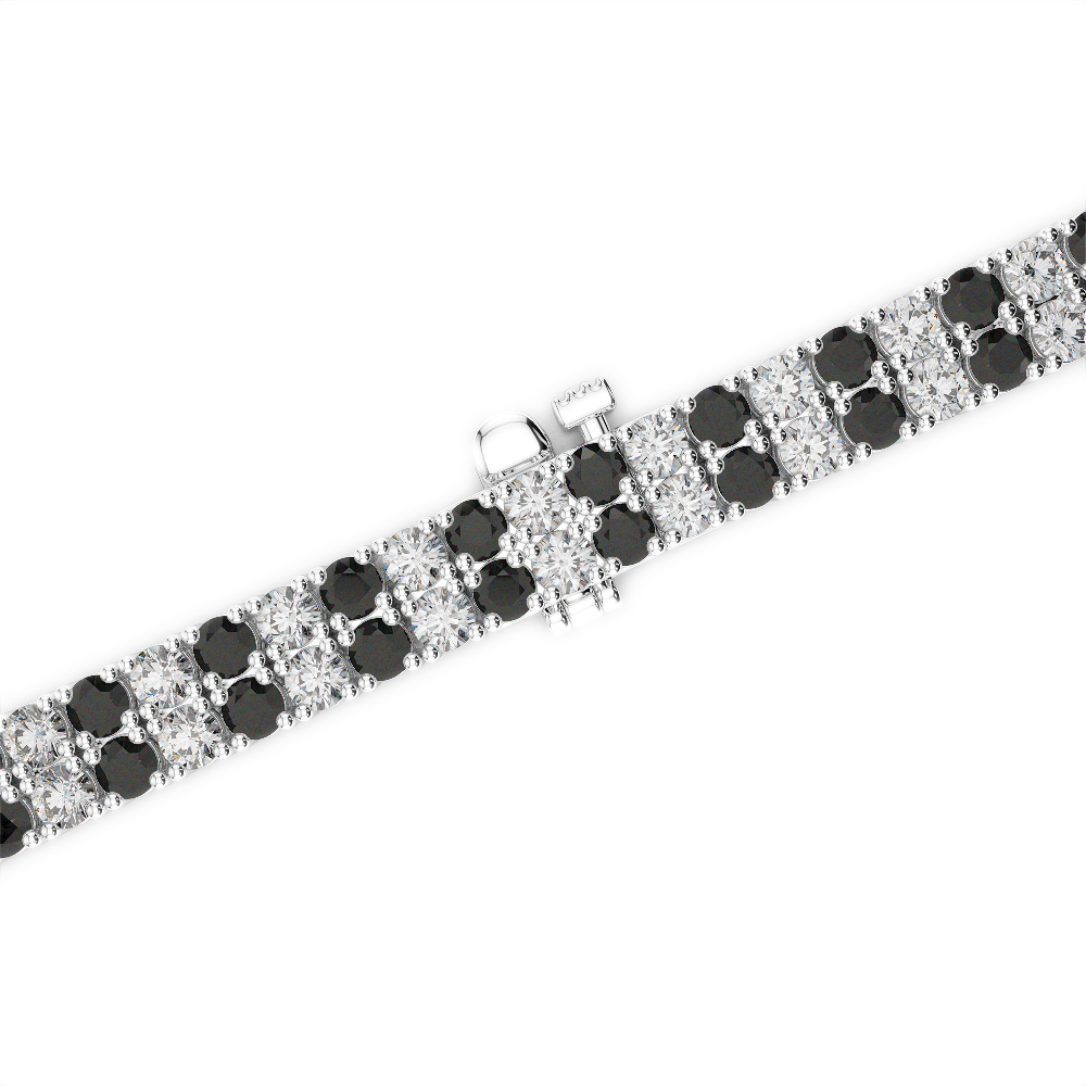 Gold / Platinum Round Cut Black Diamond with Diamond Bracelet AGBRL-1033