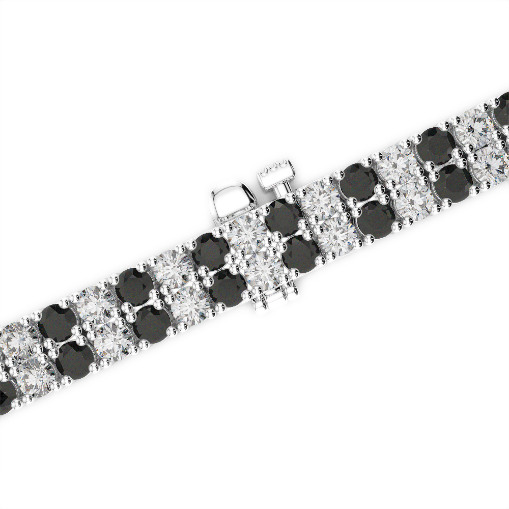 Gold / Platinum Round Cut Black Diamond with Diamond Bracelet AGBRL-1037