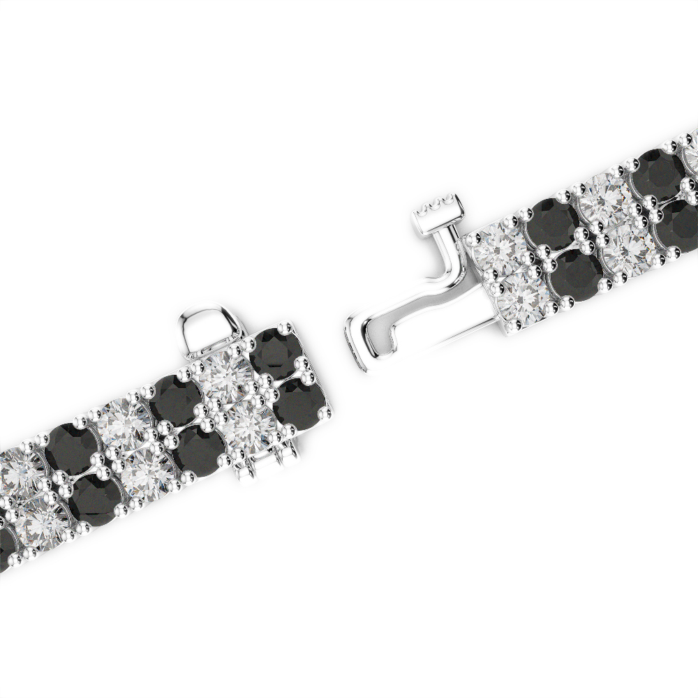 Gold / Platinum Round Cut Black Diamond with Diamond Bracelet AGBRL-1037