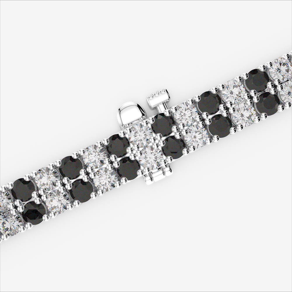 Gold / Platinum Round Cut Black Diamond with Diamond Bracelet AGBRL-1038