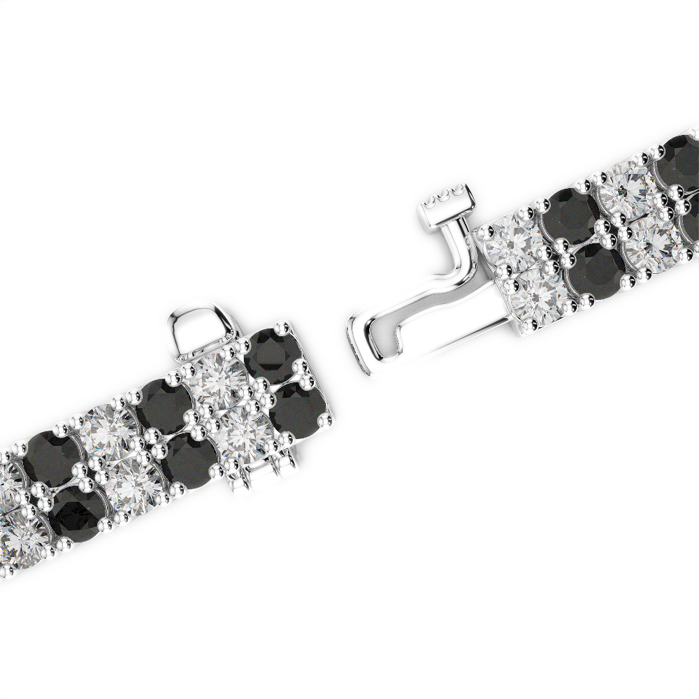 Gold / Platinum Round Cut Black Diamond with Diamond Bracelet AGBRL-1038